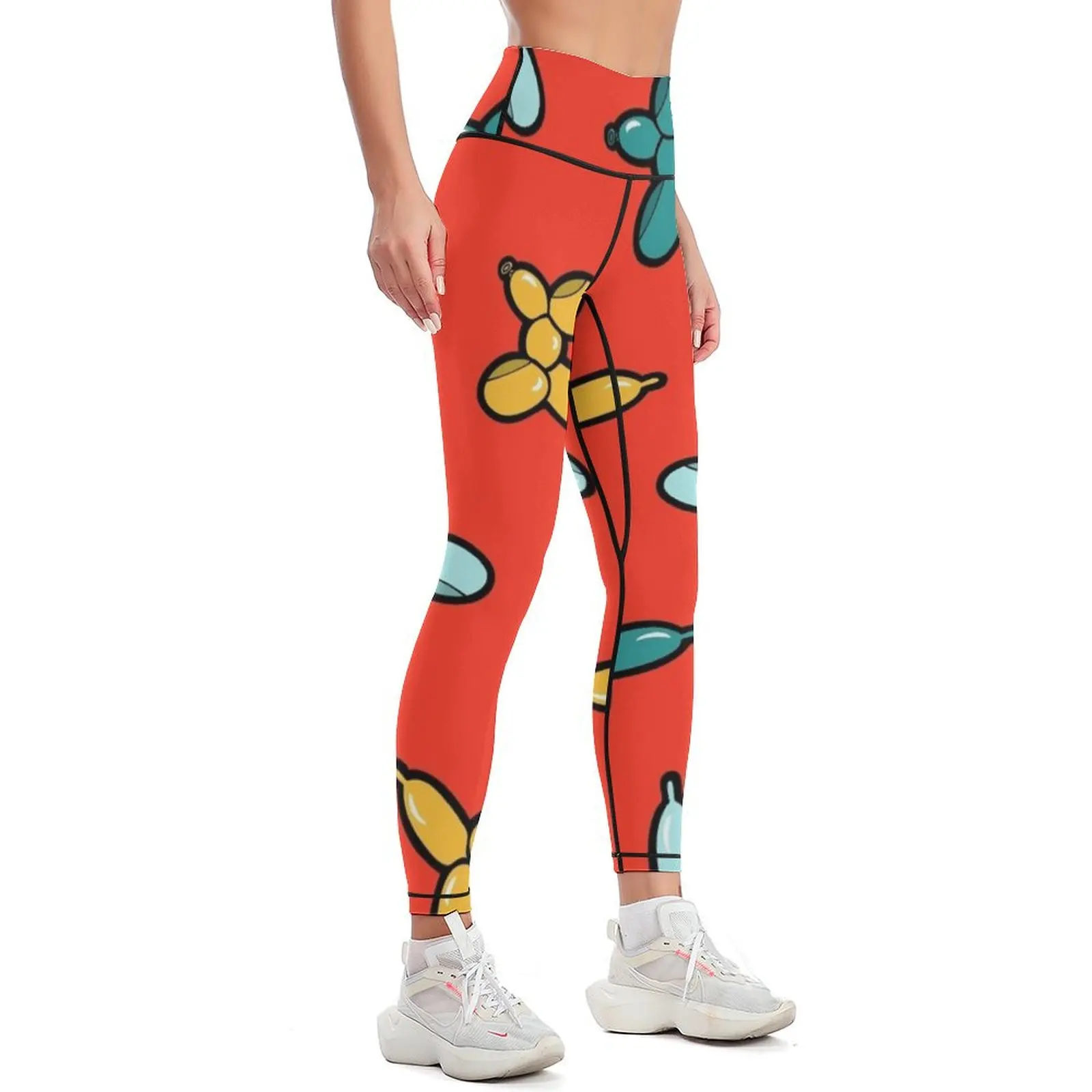 Balloon Animal Dogs Pattern in Red Leggings Women's high waist Women's fitness Women's push up Pants sport Womens Leggings