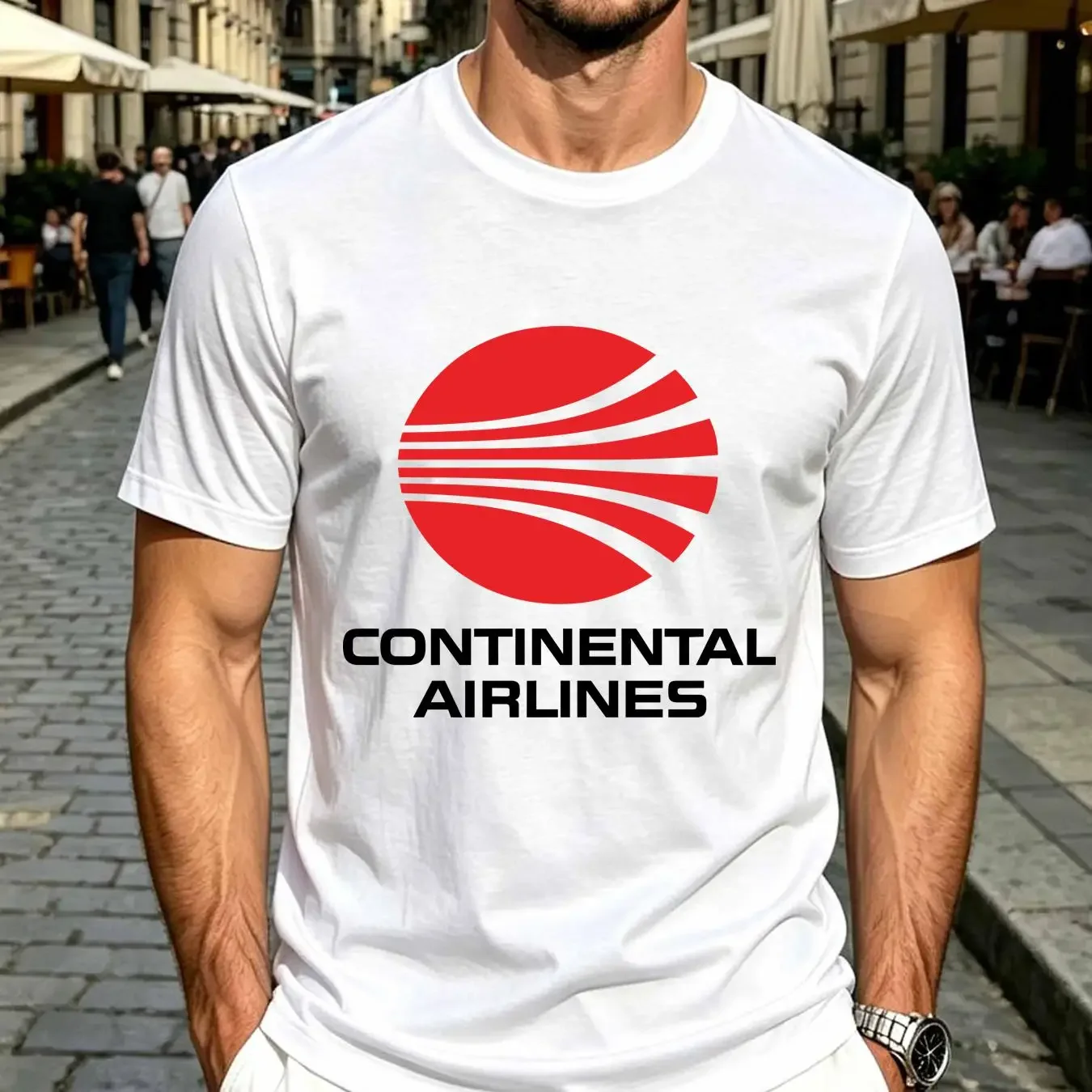 washed T Shirt Continental Airlines Retro Defunct Airline long or short sleeves vintage Washed fashion Stretched streetwear