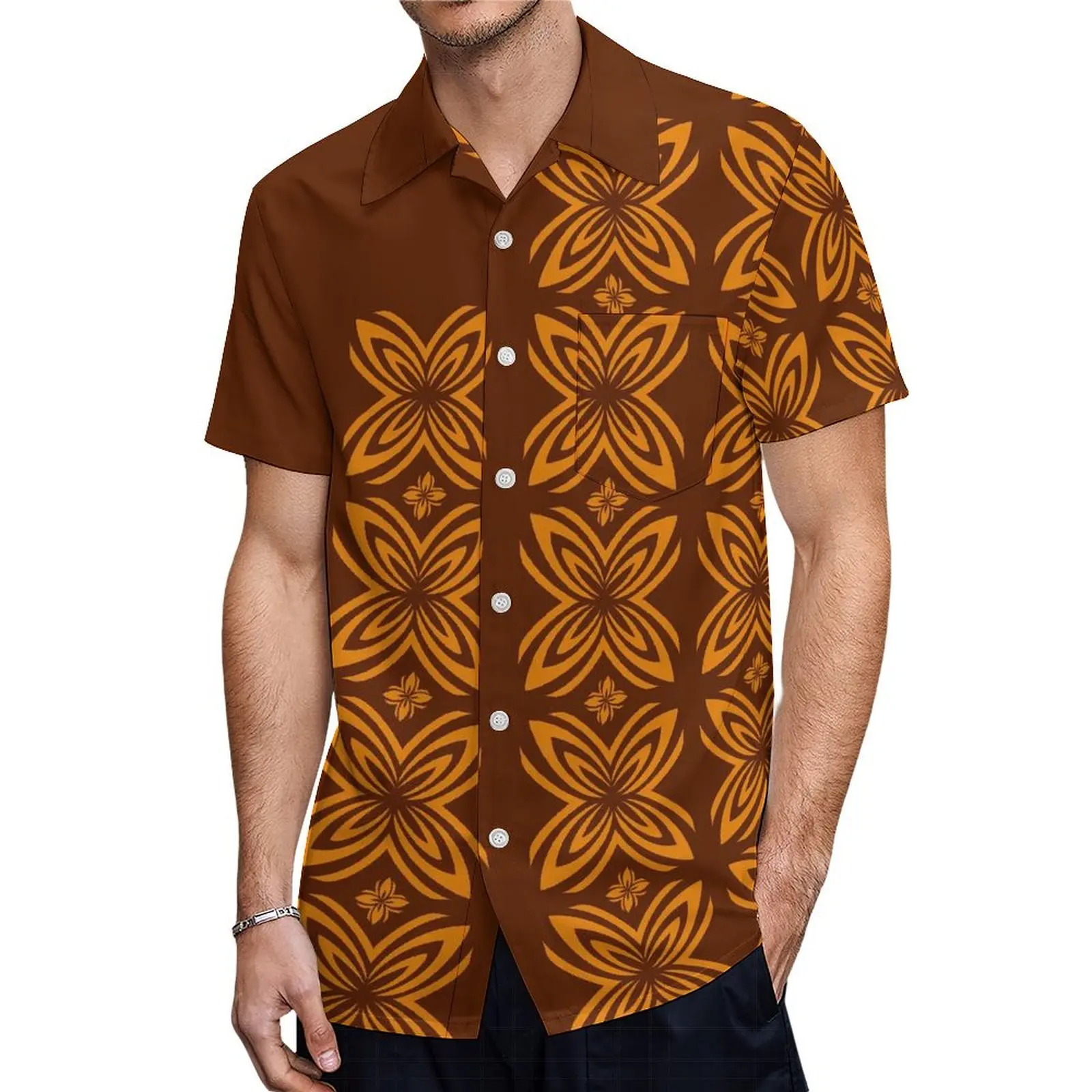 Polynesia Women Off Shoulder Dress Men Printed Shirts Polynesia Couple Matching Samoa Tribal Style Hawaii Island Style