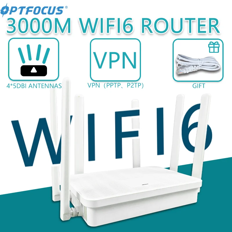 OPTFOCUS WIFI6 6e 3000Mbps Router Wifi Gigabit 1G Flash VPN MESH WIFI 6 AX3 Router 5DBi Antenne wifi Roteador Wifi 6 Router