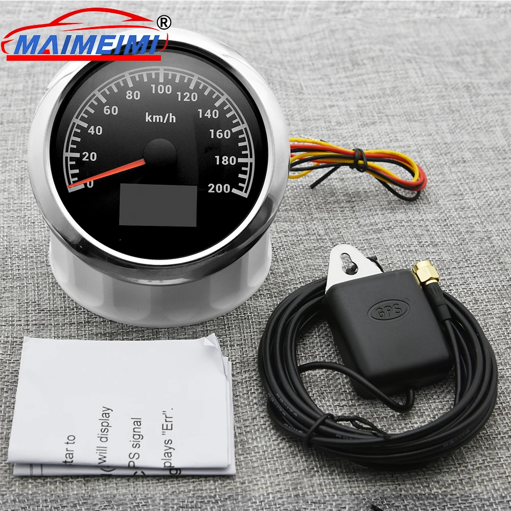 

30/60/120/200KMH GPS Speedometer with GPS antenna 7 Color Backlight Speed Gauge With COG Trip Mileage for Car Boat