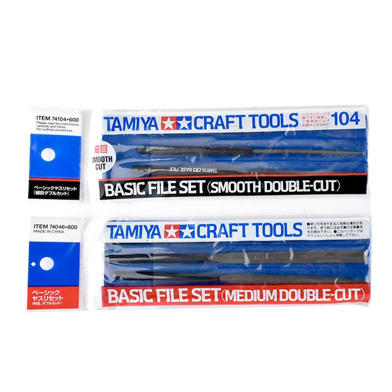 TAMIYA 74046/74104 Basic File Set Medium/smooth Double-cut Model File Tools 3PCS Flat/Round/Half Round Files for Plastic Model