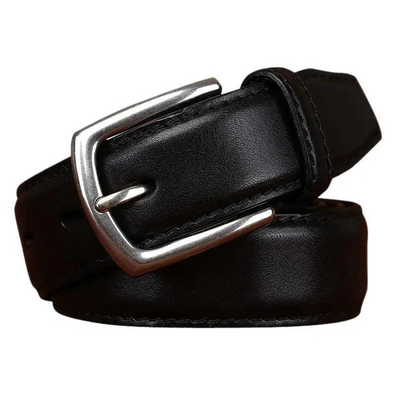 Vegetable-tanned top layer cowhide men's genuine leather belt men's simple business fashion casual vintage pin buckle belt men's