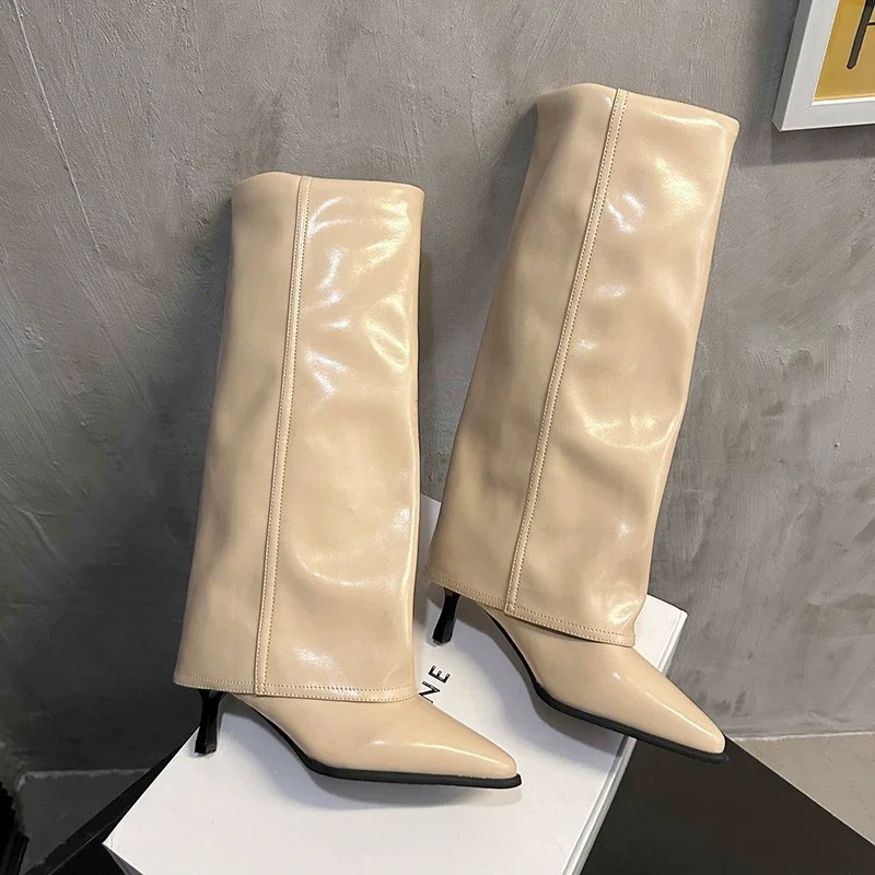 

Women Knee High Boots Fashion Pointe Toe Leather Boot Designer Pants Boot Sexy Stiletto Heeles Long Boot Pumps Boots Botas Mujer