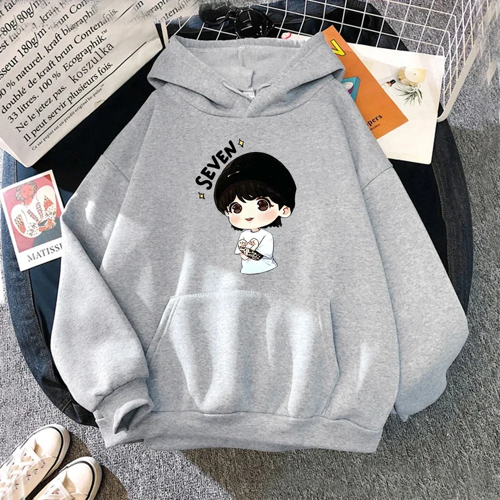 JungKook Seven Hoodie Women Harajuku Aesthetic Funny Kawaii Hoodies Unisex Autumn Winter Casual Fleece Pullover Sweatshirts Tops