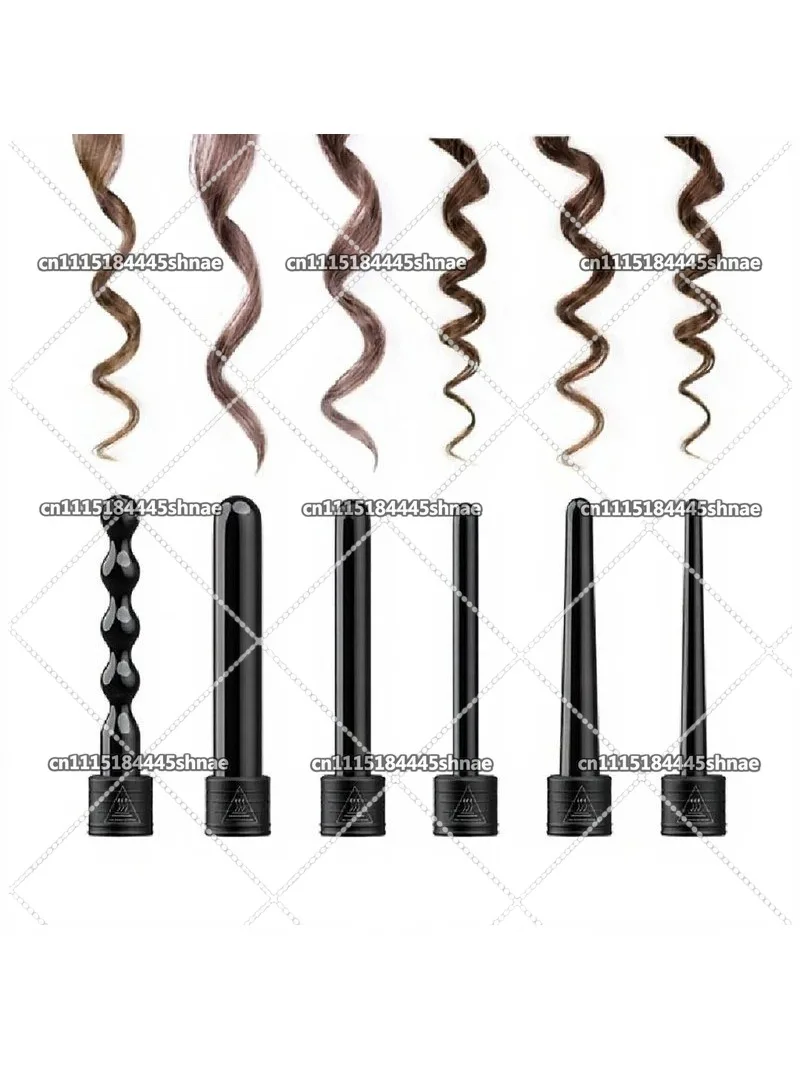 Suitable forProfessional  2 Temperature Settings   6 In 1   Interchangeable Curling Wand Set Hair Curler  Wand