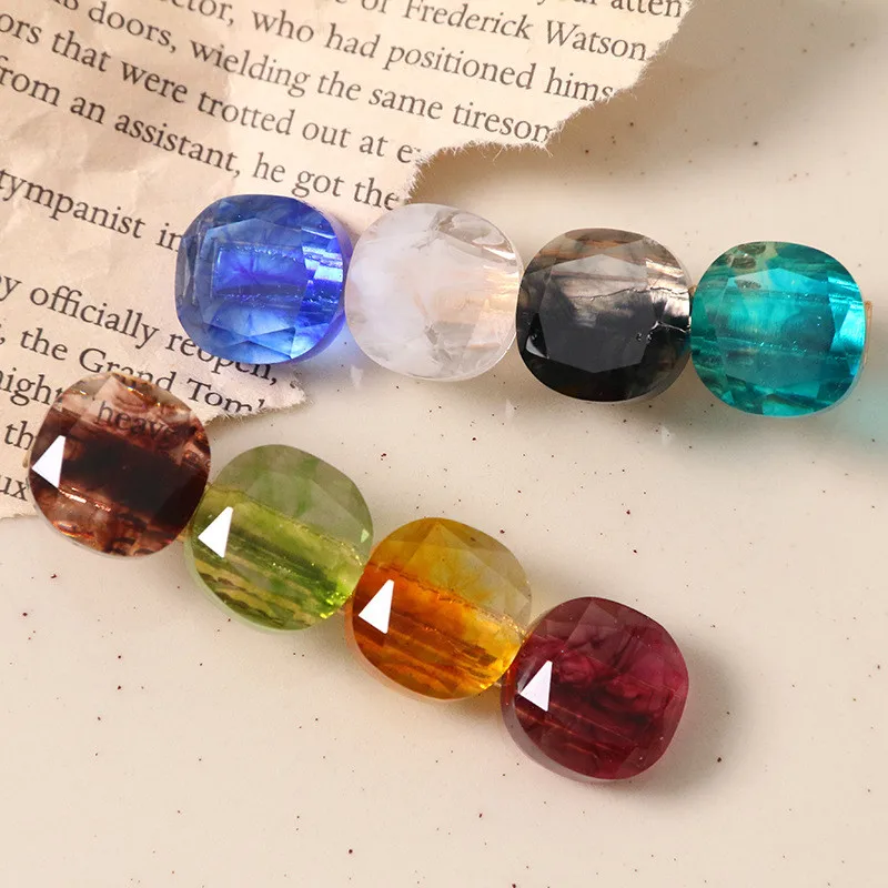 Summer style 100pcs/lot 16mm color print geoemtry irregular square shape resin beads diy jewelry earring/hair accessory