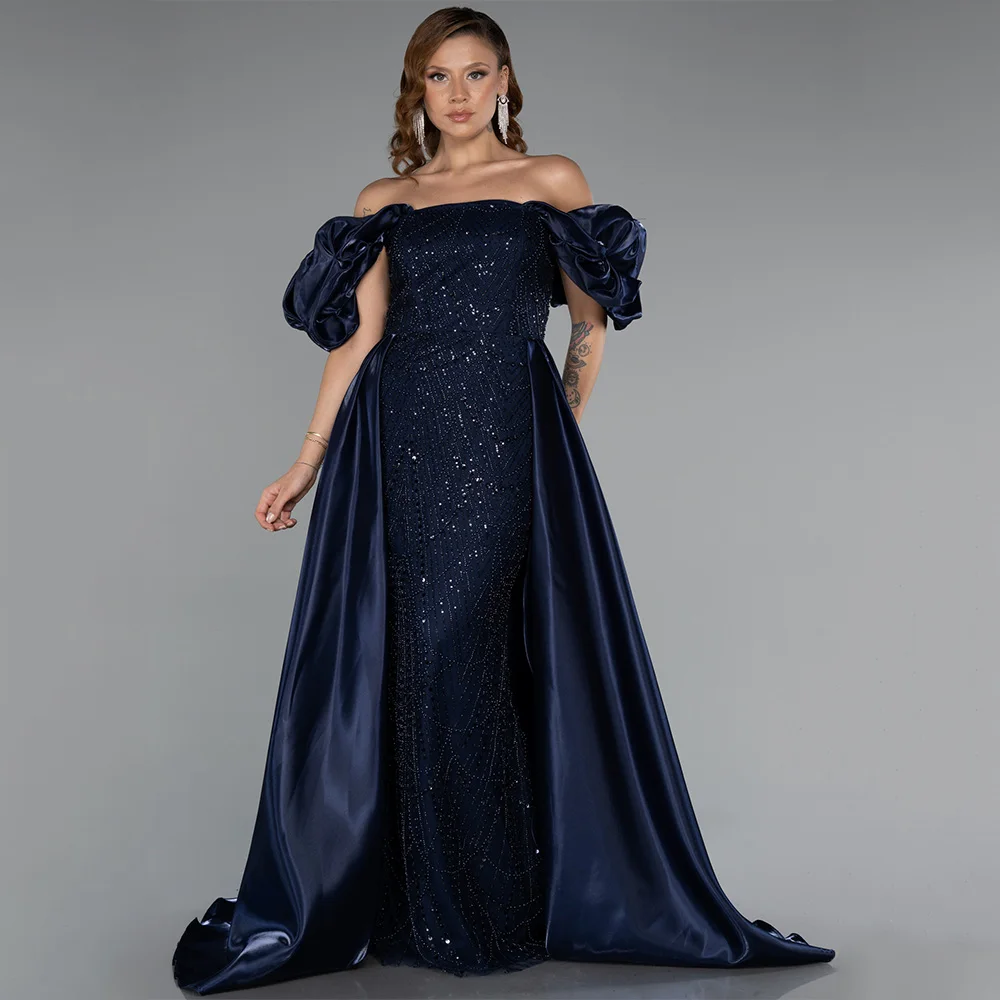 

Arya Gorgeous Evening Dresses Satin for Floor-Length Off the Shoulder Prom Dress Crystal Beading Vestidos De Fiesta Customized