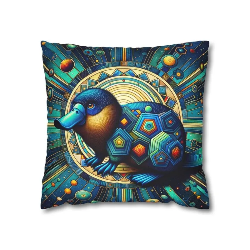 Polyester Square Pillowcase Cosmic Art Deco Platypus Geometric Print Retro Decor