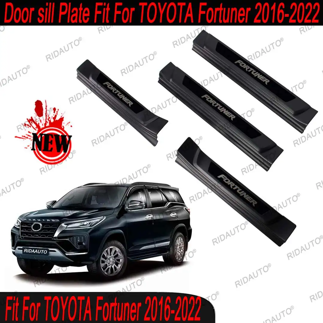 Car Pickup Threshold Strip For TOYOTA FORTUNER 2016 2019 2022 Door Sill Scuff Plate Protector Trim Pedal Sticker Accessories