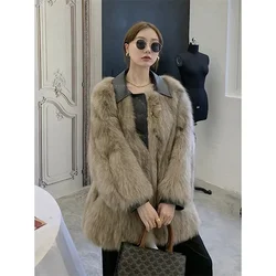 Fur Women's Young Mid length 2024 Winter Korean Edition Loose Fur Integrated Fur Coat Fox Hair Winter Thickened Coat Solid Color