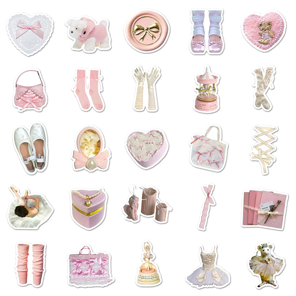 10/30/50pcs INS Style Pink Cartoon Stickers Aesthetic Kawaii Girls Decoration Decals Toys Waterproof Graffiti Stationery Phone