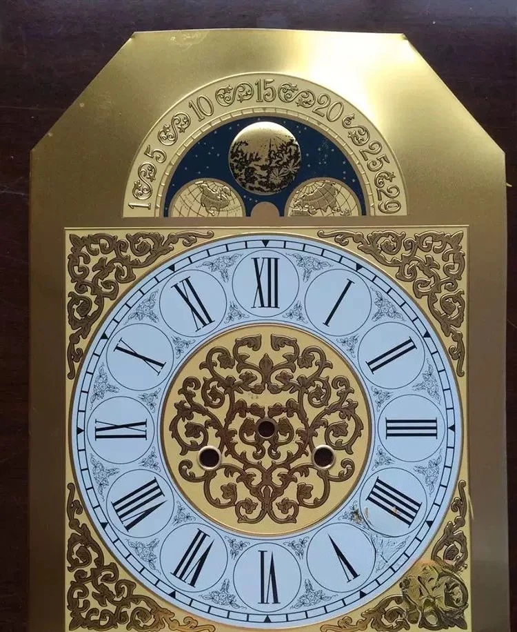 Rectangular Aluminum Clock Dial Face 31 Days Mechanical Winding Movement Parts for Floor Clock Repair Accessories-Only the dial