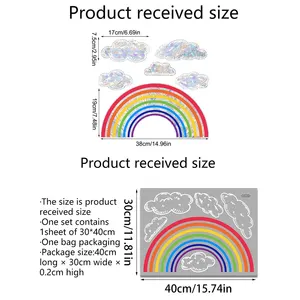 Regenbogenwolken Wandaufkleber, Sonnenlicht, schillernde Glasscheibenfenster, Heimdekoration 12 Hauptverkaufsaufkleber Arco Iris Fenster - №12