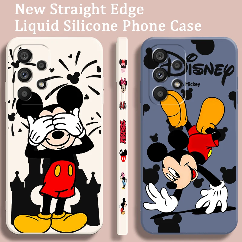 Mickey Disney Schattige Cartoon Vloeistof Links Touw Voor Samsung Noot 20 10 A54 A31 A14 A03 A22 A34 A04 A24 A25 Ultra Plus 5G Zacht