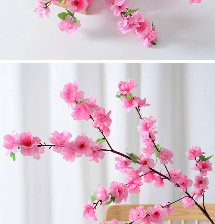 1/3/5 stücke Künstliche Pfirsichblüte Zweig Frühling Pflaume Kirschblüte Seidenblume Baum Dekoration Hause Hochzeit DIY Dekoration – Detail 14