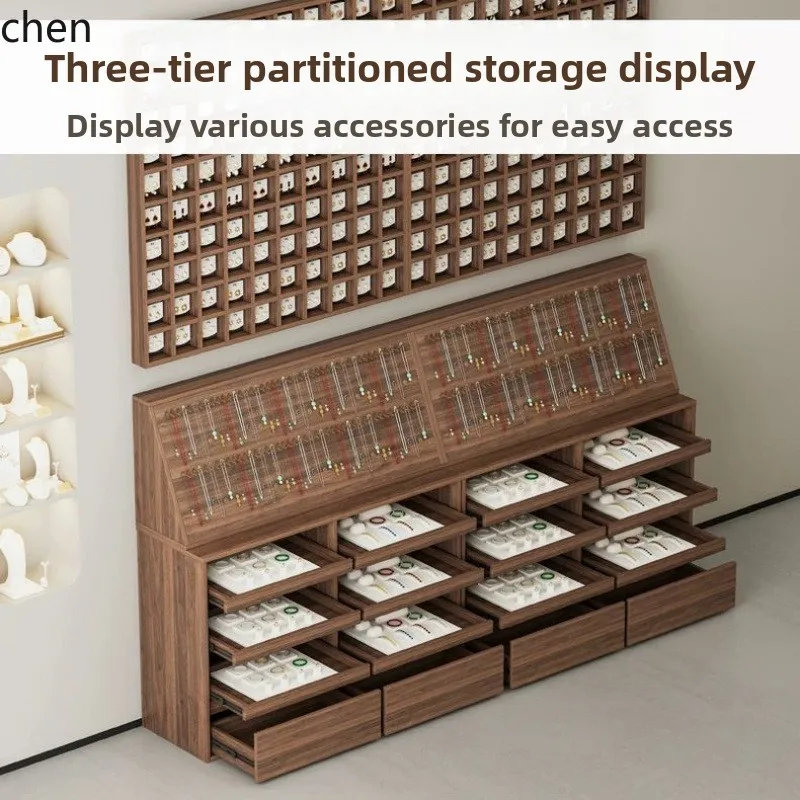 YFY  Solid Wood Jewelry Cabinet Island Table Necklace Rack Wall Display Rack Display Stand Island