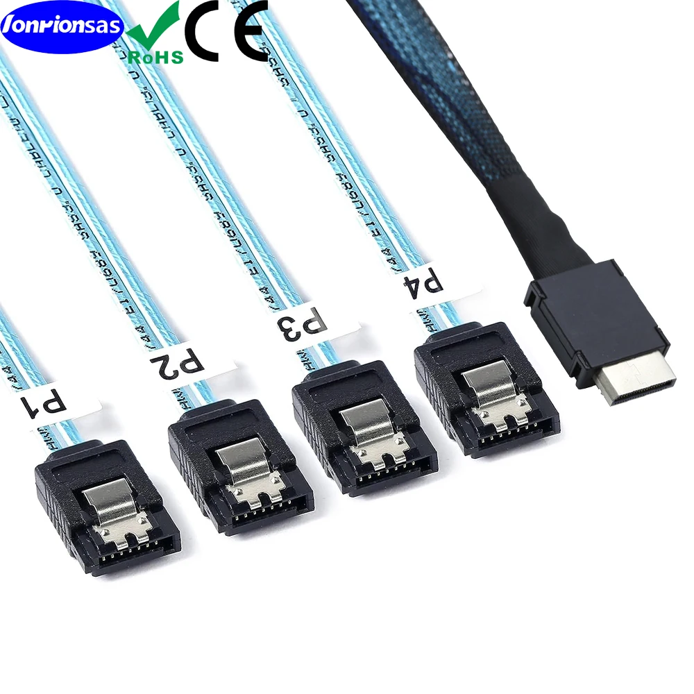 OcuLink PCIe PCI-Express SFF-8611 4i to 4X SATA 7P Female Straight SSD Data Active Cable 0.5m/1.0m