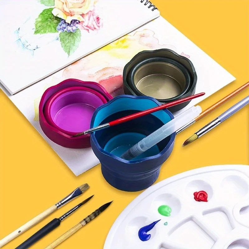 1Pc Practical Cleaner Painting Water Cup Foldable Water Cup Collapsible Paint Brush Washer Washing Bucket Brush Holder