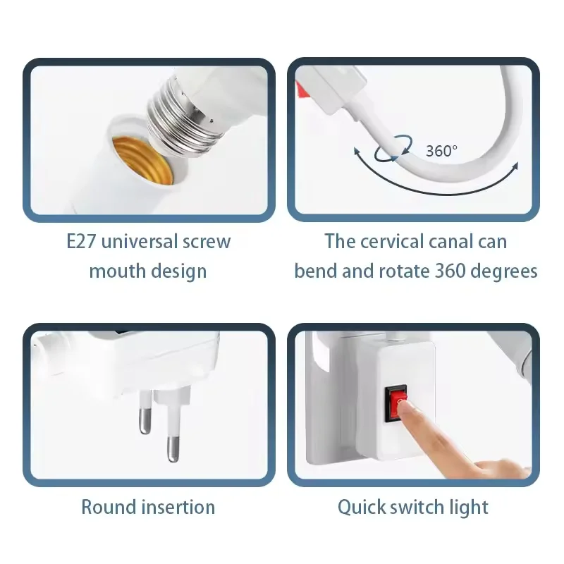 Direct Plug-in Rotary Lamp Head E27 Socket Lamp Bulb Holder with Switch EU Plug Lamp Holder LED Table Lamp Led Base Lamp Base
