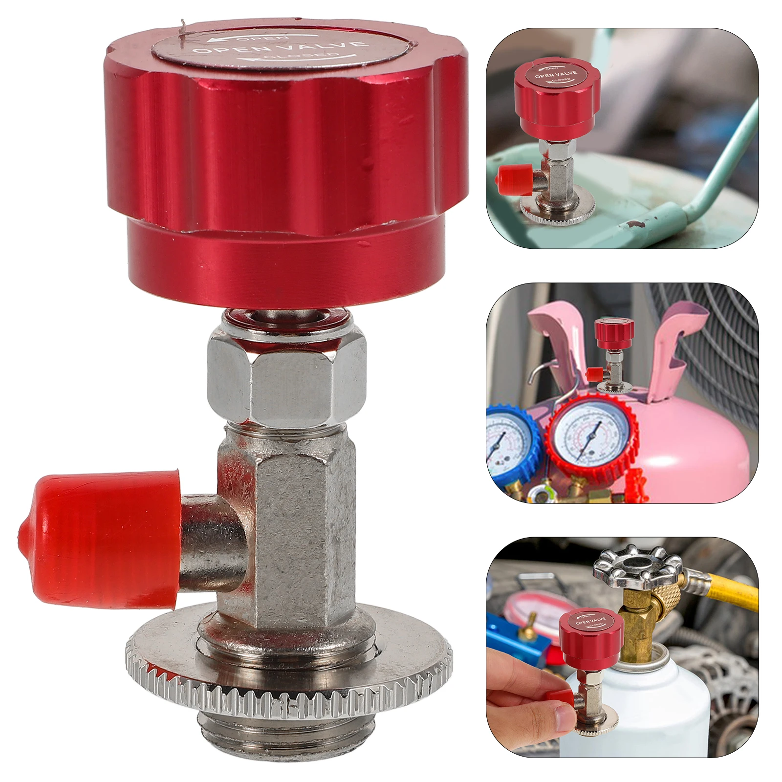 

Refrigerant Can Dispensing Valve Tool Auto Can Tap Opener Car Air Conditioner Repair Quick Connect Fittings Leak Sealant