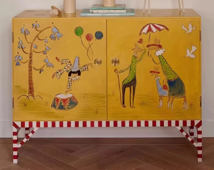 

Средневековые американские окрашенные декоративные шкафы для домашнего использования, входные шкафы, обеденные боковые шкафы в стиле ретро