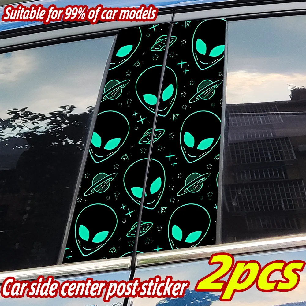 

Funny Alien Car Sticker Waterproof Auto B Pillar Decor Cover Scratches Durable Car Door Pillar Sunscreen Vinyl Decal Accessories