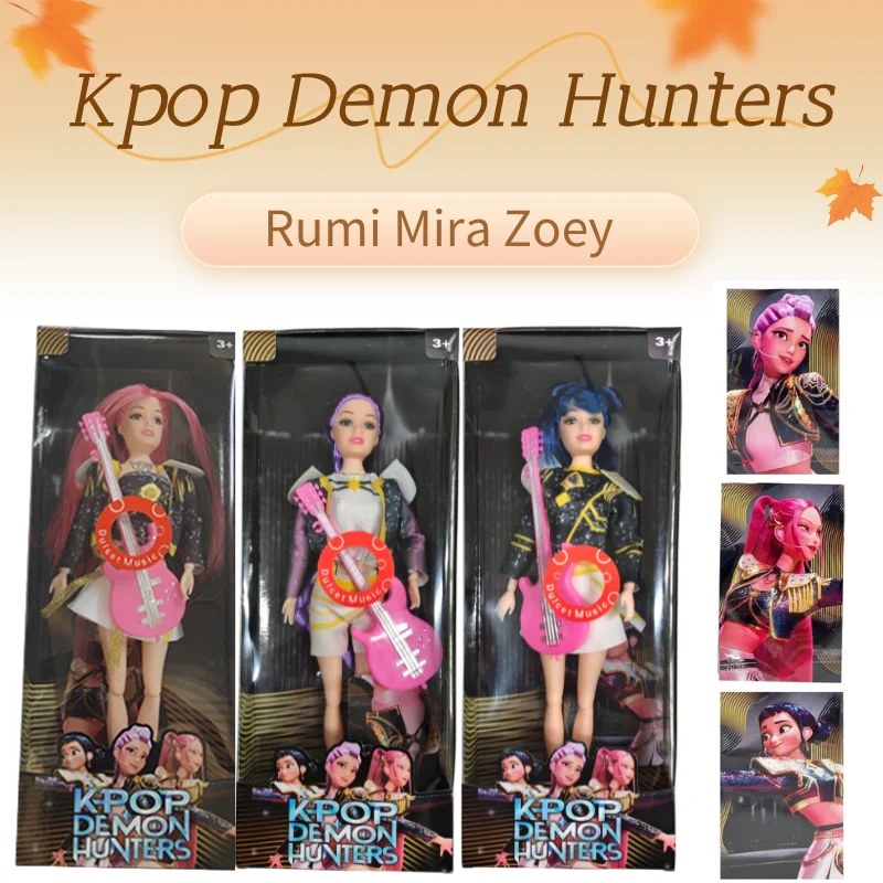 

High Quality Kpop Demon Hunters Action Figure Toy Rumi Mira Zoey Black Suit with Song Plastic Doll Christmas Gift Hot Seling
