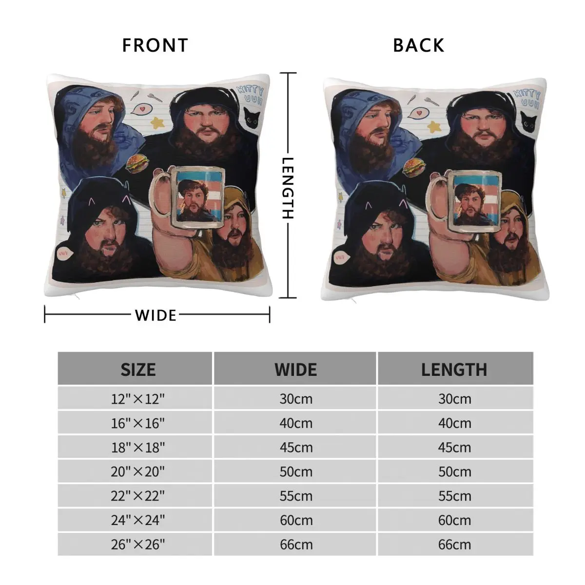 Caseoh YouTuber Gamer Pillowcase Polyester Linen Velvet Pattern Zip Decor Throw Pillow Case Sofa Seater Cushion Case