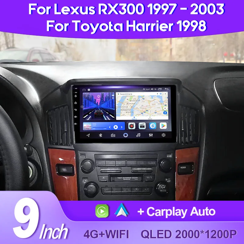 QSZN For Lexus RX300 XU10 1997 - 2003 Toyota Harrier 1998 2K QLED Android 13 Car Radio Multimedia Video Player AI Voice CarPlay