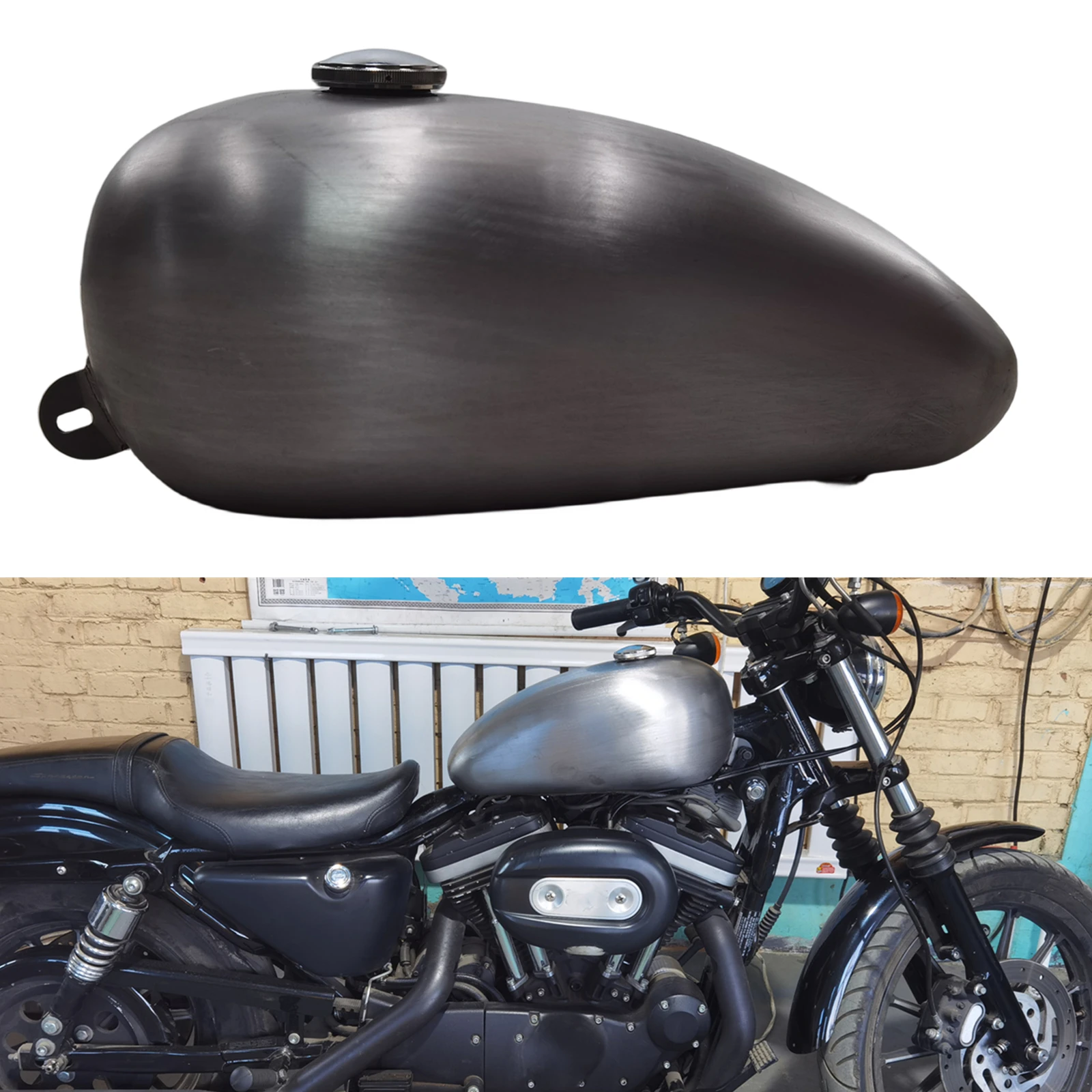 10L Motorcycle Petrol Gas Fuel Tank For Harley Sporster XL1200 883 1995-2003