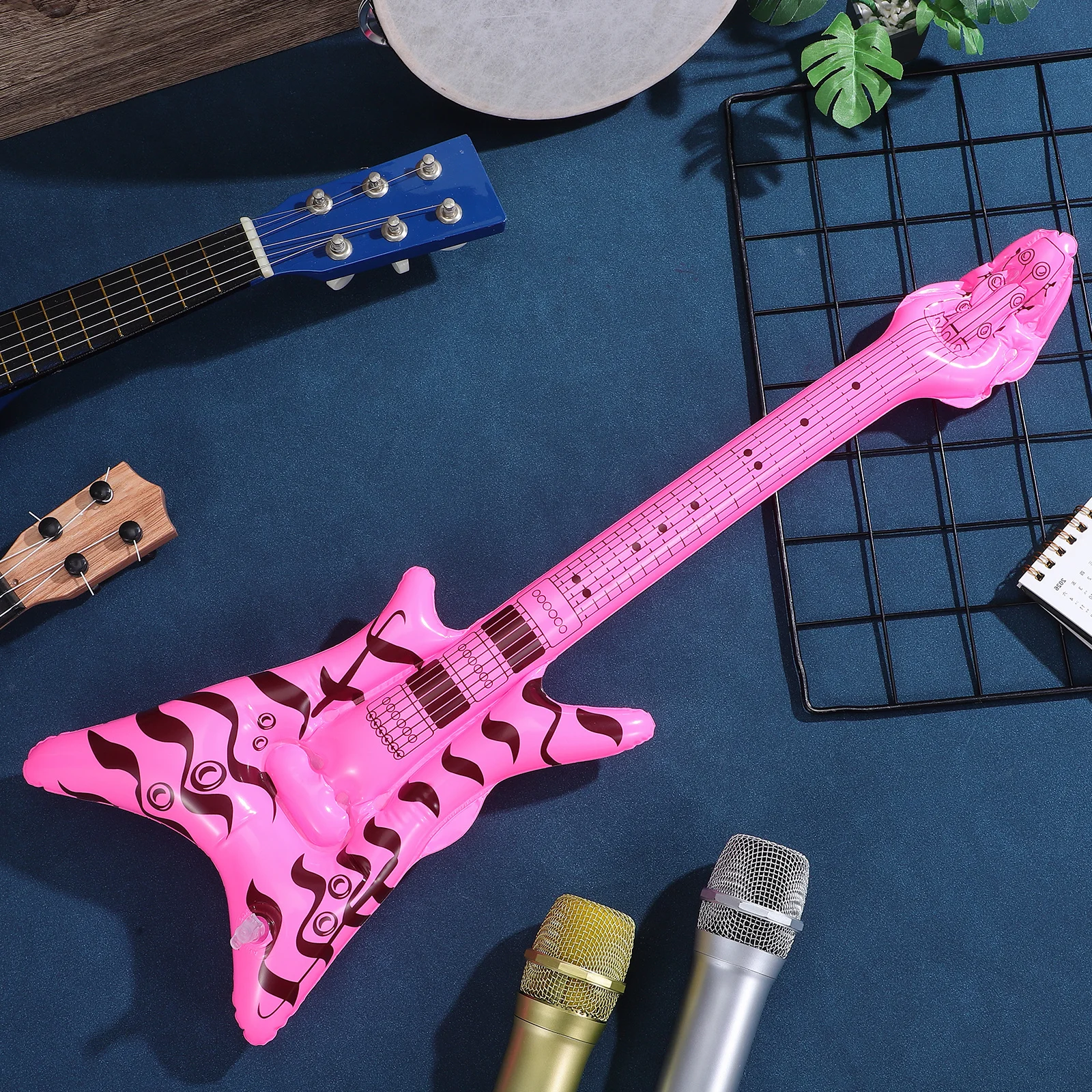 

Inflatable Electric Guitar Prop For Stage Performance Party Decor 80S Disco Decoration Blow Up Musical Instrument Lightweight