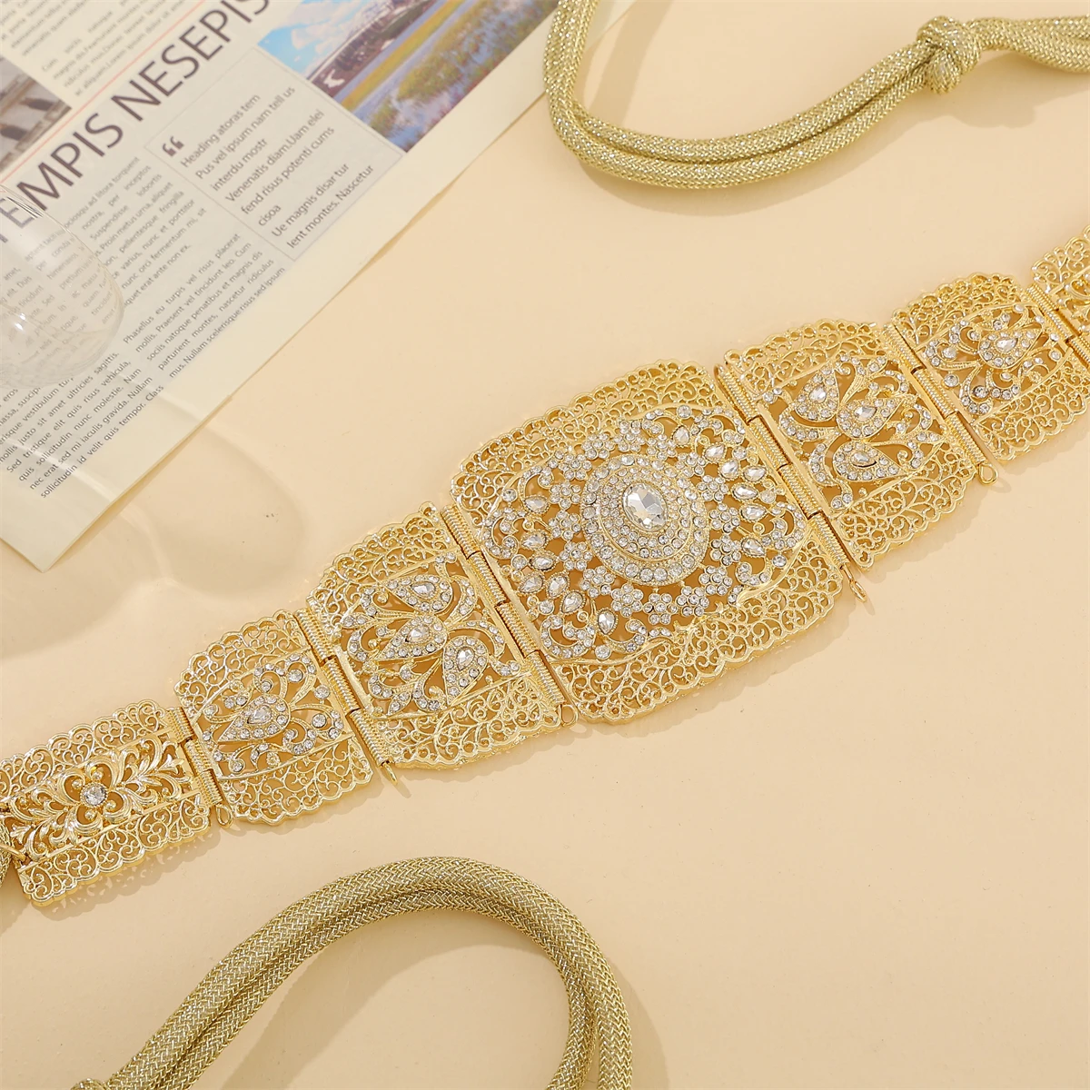 Exquisite Luxury Moroccan Cut-Out Belt Robe Bridal Wedding Adjustable Accessory Waist Chain