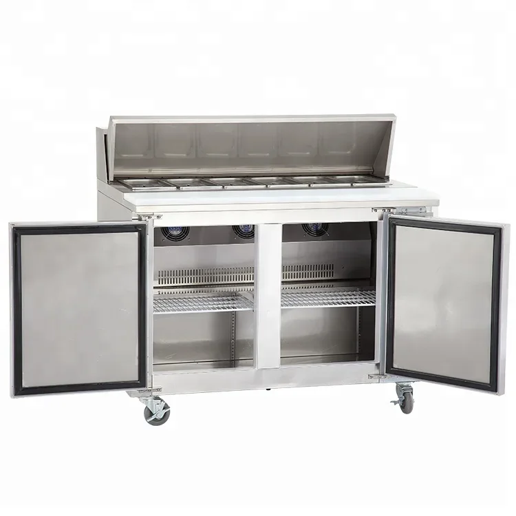 Fan Cooling Electric Stainless Steel Horizontal Refrigerator / Refrigerated Pizza Prep Table / Unde Table Refrigerator