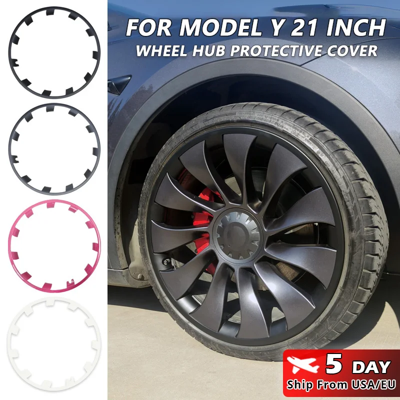 For Tesla Model Y 21 Inch Wheel Hub Protection Rim Patch Protectors ABS Wheel Guard Covers Accessories Auto Exterior 2018-2024