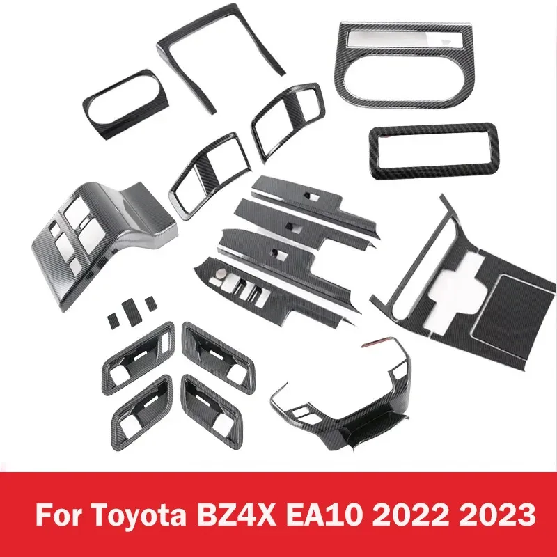 LHD Carbon Fiber ABS Trim for Toyota BZ4X EA10 2022-2024 Door Armrest Window Switch Gear Shift Air Vent Cover Accessories