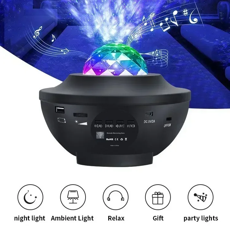 Star light Romantic Christmas explosion projection light USB Bluetooth music rotating water ripple gypsy star laser