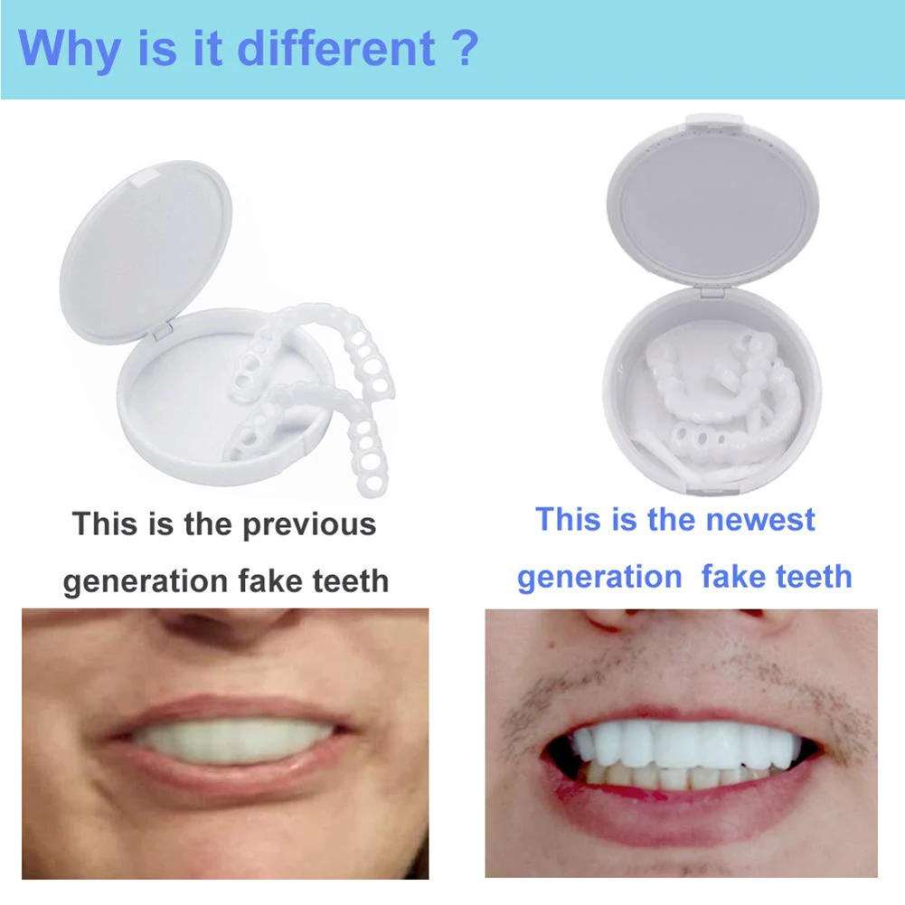 Teeth Veneers Whitening Dentures Temporary False Teeth Cover Imitation Braces for Perfect Smile for Men Women