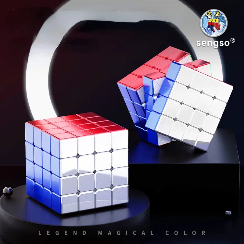 Shengshou Legend Metal 4x4 No Magnetic Magic Speed Cube 4x4x4 Fidget Toys Sengso Electroplate Cubo Magico Puzzle