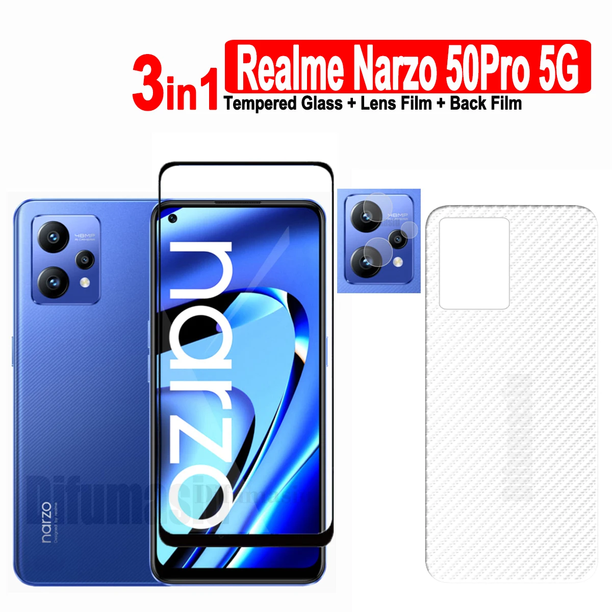 

Tempered Glass Screen Protector for Realme, Narzo 50 Pro, 5G, Narzo 60, 50i, 50A Prime, N55, N53, Camera Lens, Back Film