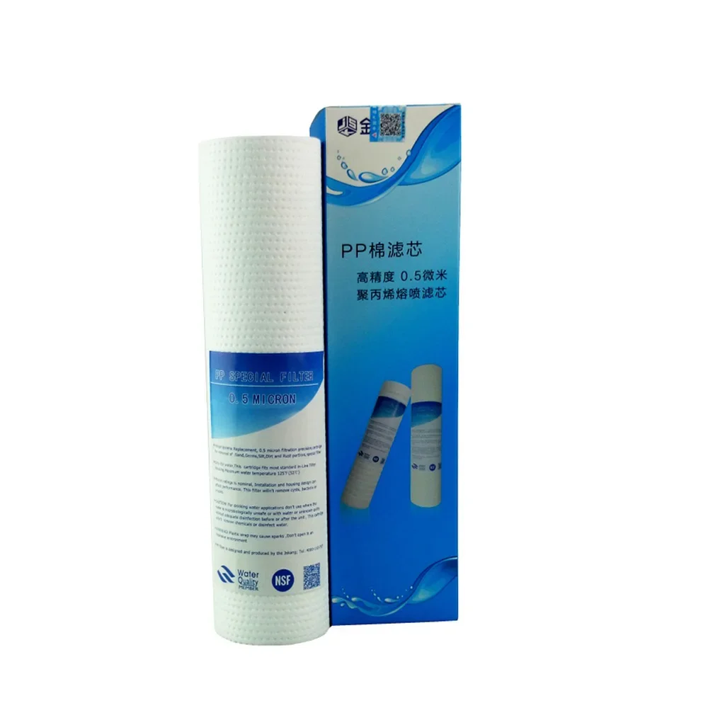 2pcs 10 Inch PP Cotton Acupuncture 0.5 Micron Sediment Filter Water Purifier Common Front Filter Cartridge Aquarium