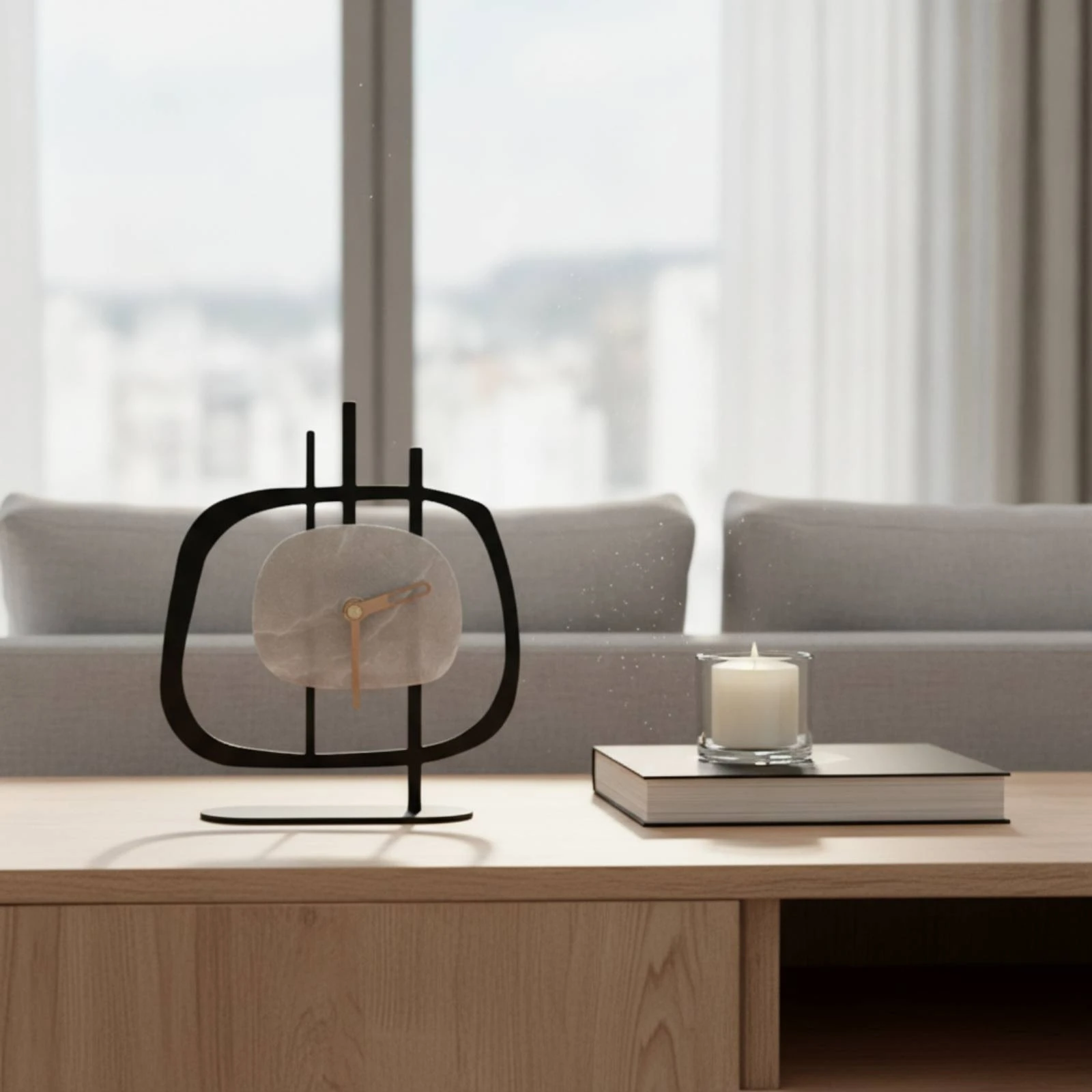 Decorative Table Clock Elegant Clock with Metal Frame Sturdy Long-Lasting for Desk, Shelf
