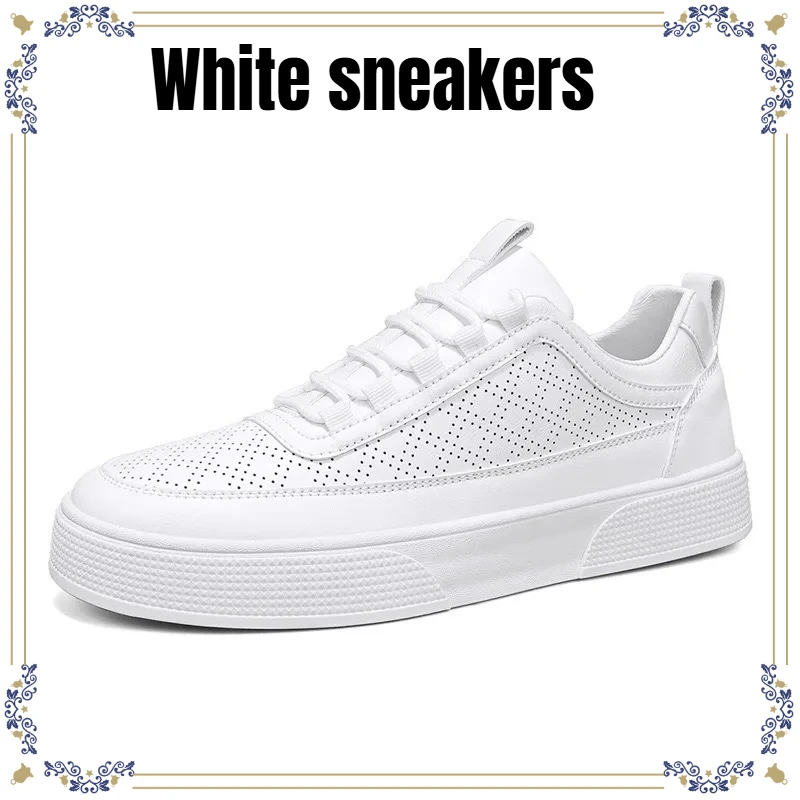 

Trendy Men Thick Sole White Sneaker New Casual Breathable Non-slip Shoes Versatile Fashion Lightweight Comfortable Shoes for Men