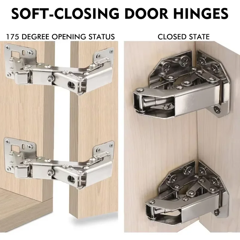 Hydraulic Damping Hinge Cabinet Door Soft Close Overlay Full Cover for 25-40mm Thick Board Side Mount