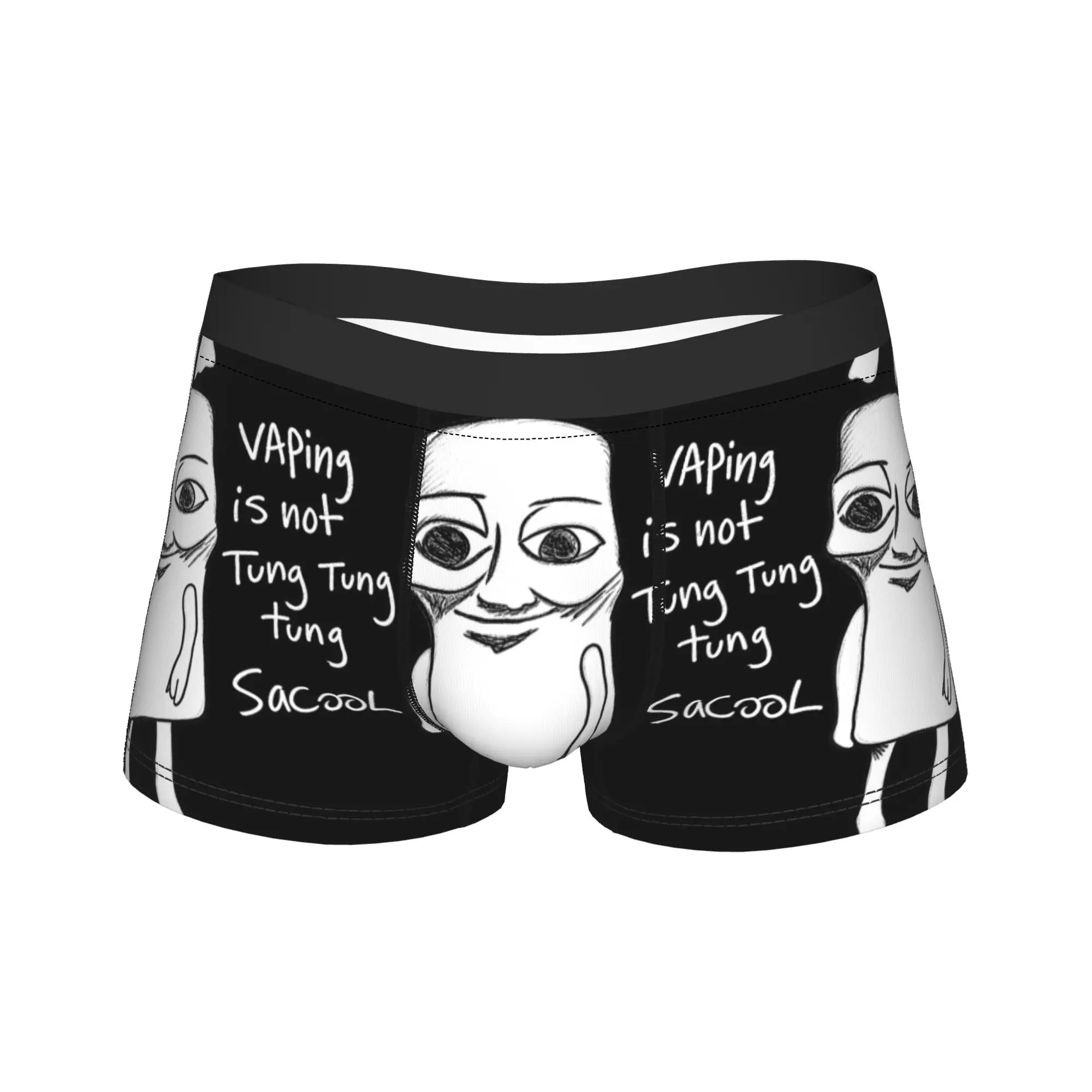 Vaping is not Tung Tung Tung Sacool Brainrot School Meme Boxer Brief  Underwear Men Comfortable Boxershorts Plus Size Underpants