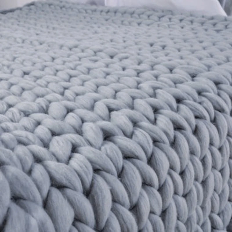 80X100cm New Warm Handmade Chunky Knit Blanket Thick Home Bed Decor