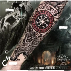 Lasting Wolf Head Fake Tattoo for Woman Man Arm Art Totem Tattoo Sticker Punk Temporary Tattoos Waterproof Tatuajes Temporales