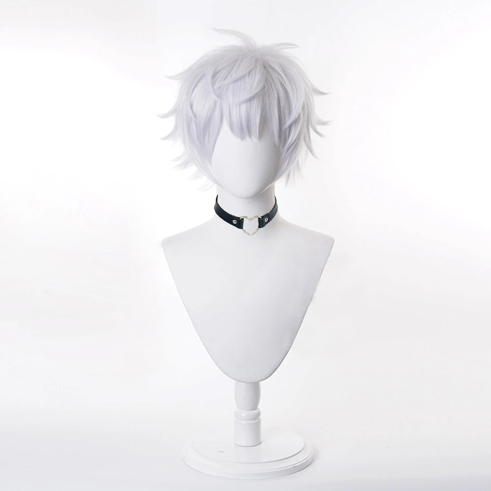 Synthetic White Black Blonde Men and Women Short Straight Wig Anime Cosplay Fluffy Hair Heat Resistant Wigs for Daily Party