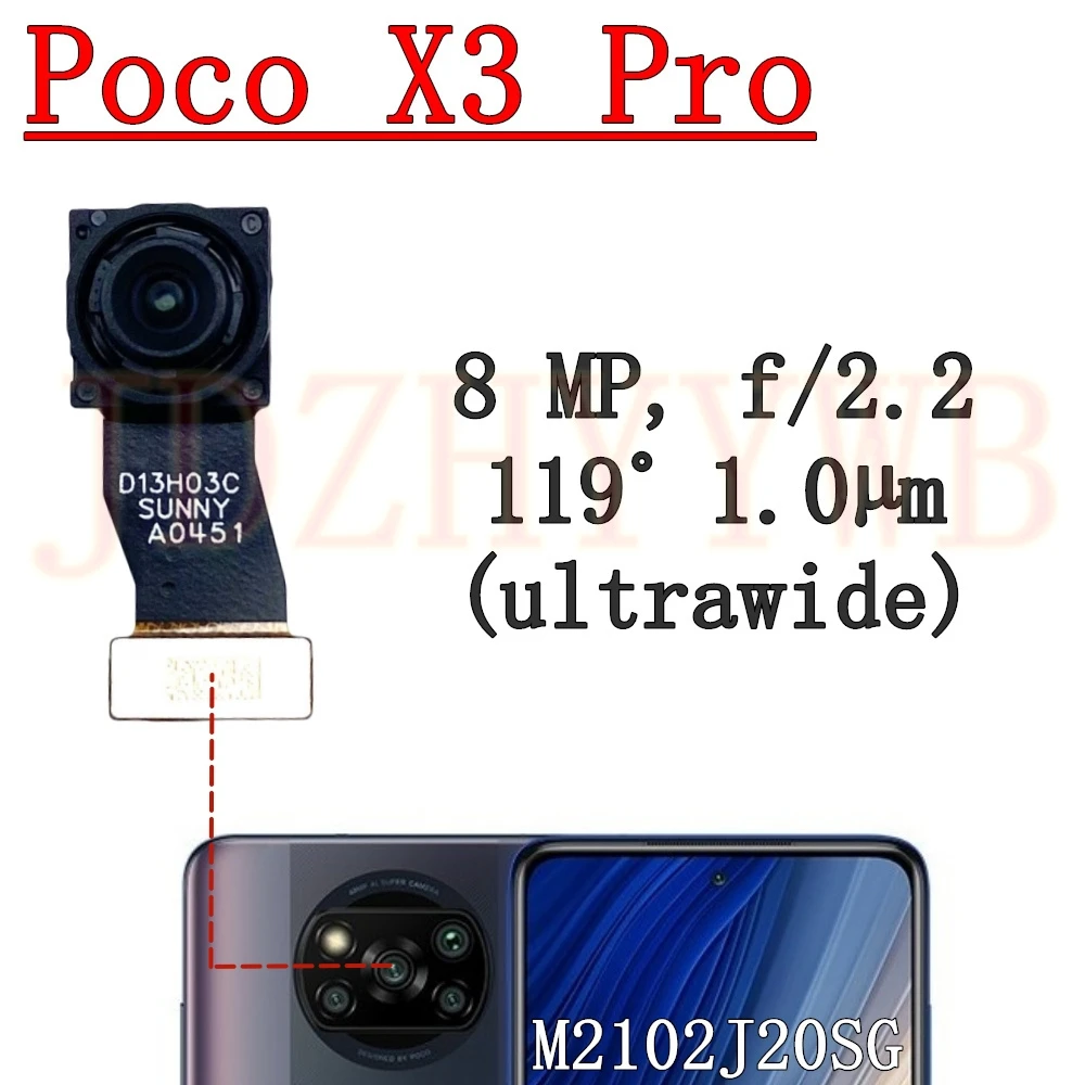 Rear Front Camera For Xiaomi Poco X3 Pro Selfie Wide Ultrawide Main Back Camera Module Replacement Poco X3pro