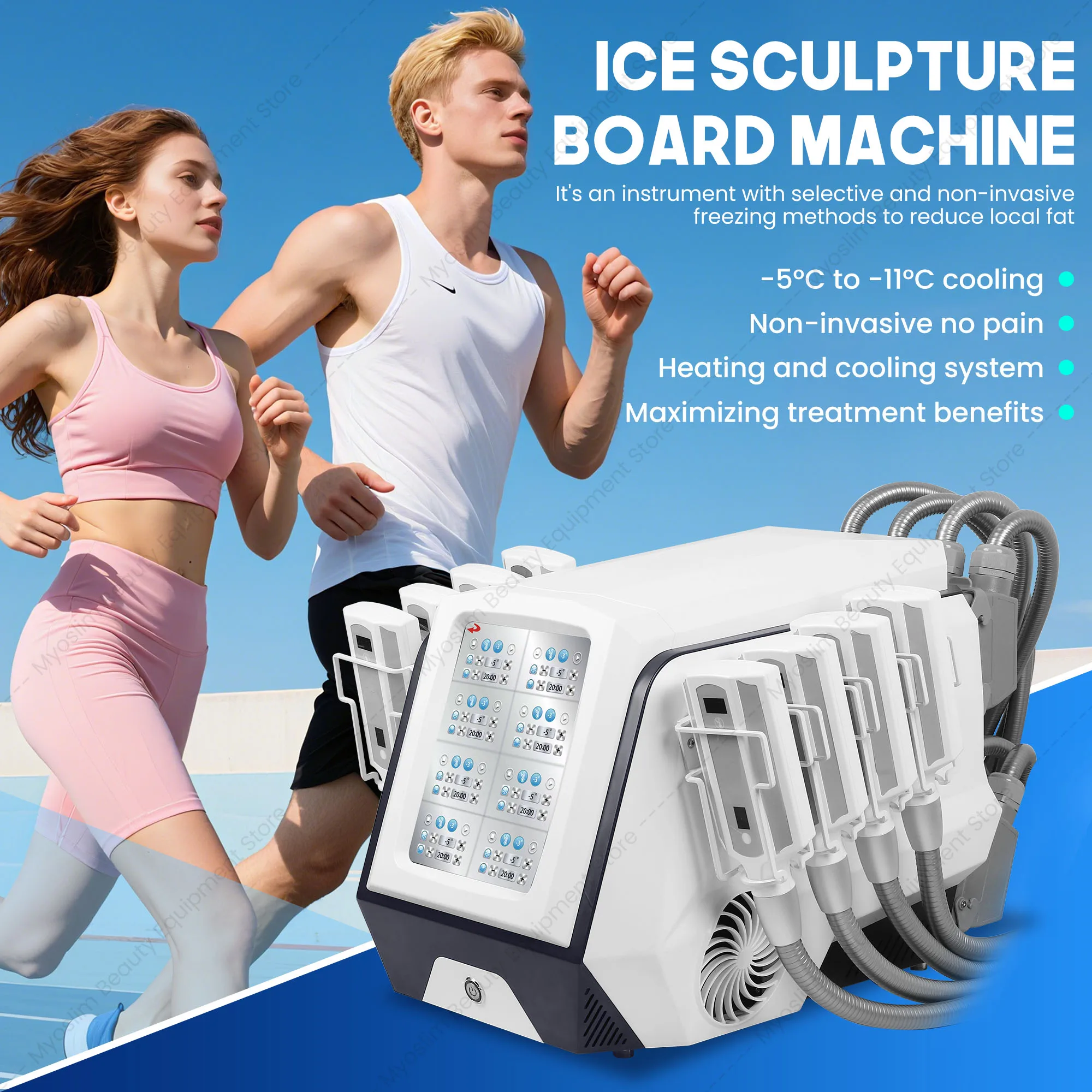 Cryo Machine Body Sculpting Slimming Machine Fat Freezing Device with Heating Function Non-Vacuum for Abdomen Arms Thighs